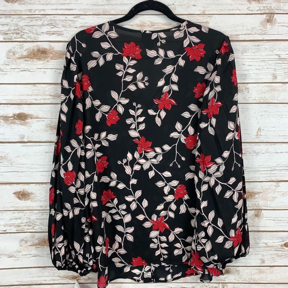 Liz Claiborne Long Sleeve Floral Detail Blouse - Picture 6 of 6